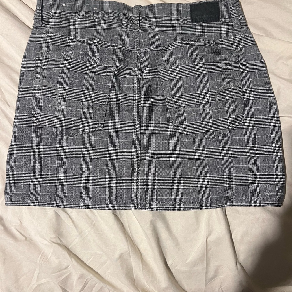 American Eagle Plaid Gray Mini Skirt